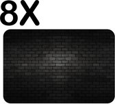 BWK Stevige Placemat - Zwarte Donkere Muur - Set van 8 Placemats - 45x30 cm - 1 mm dik Polystyreen - Afneembaar