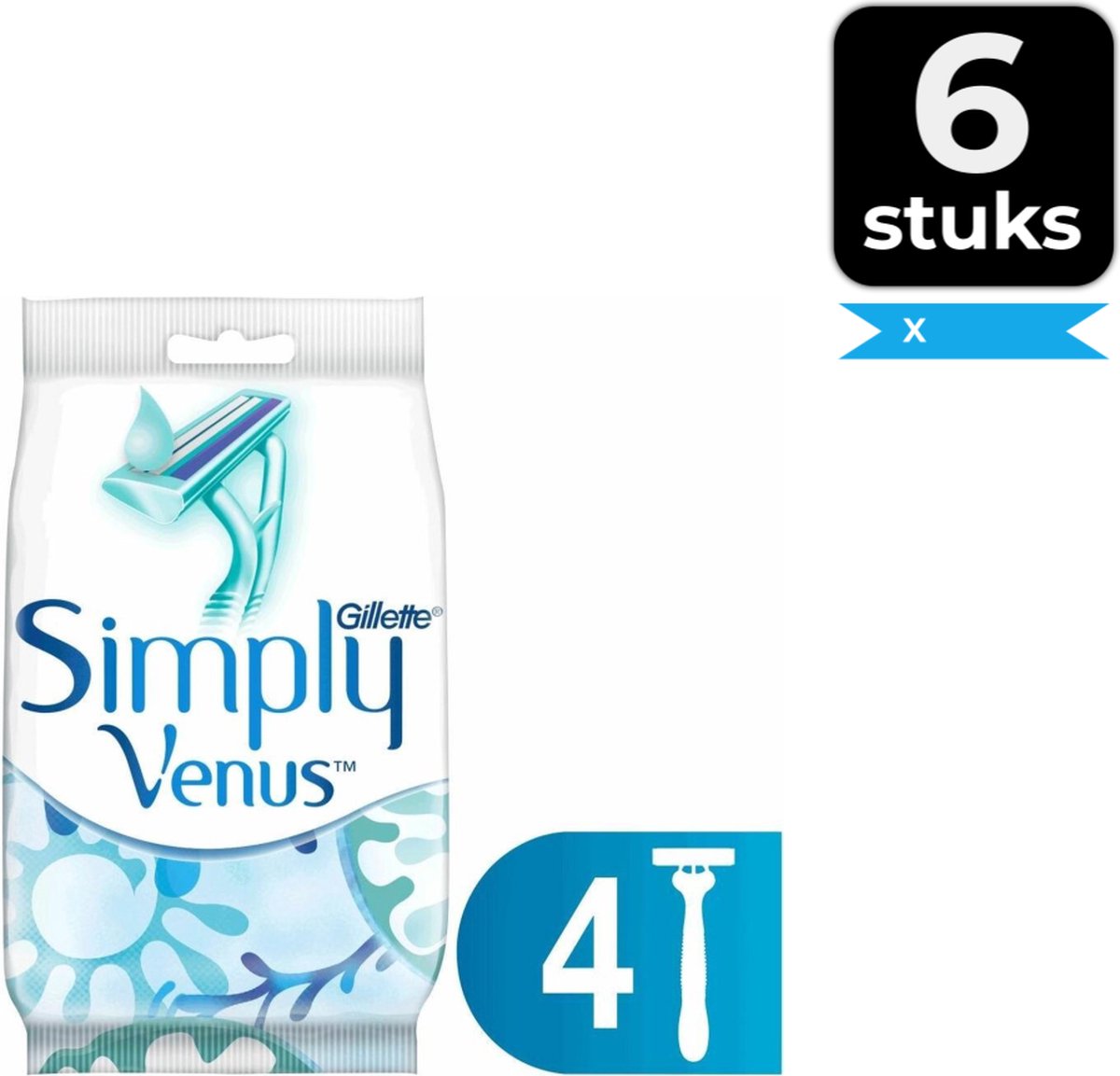 Gillette Simply Venus2 Wegwerpscheermesjes Vrouwen - 4 Stuks - Voordeelverpakking 6 stuks