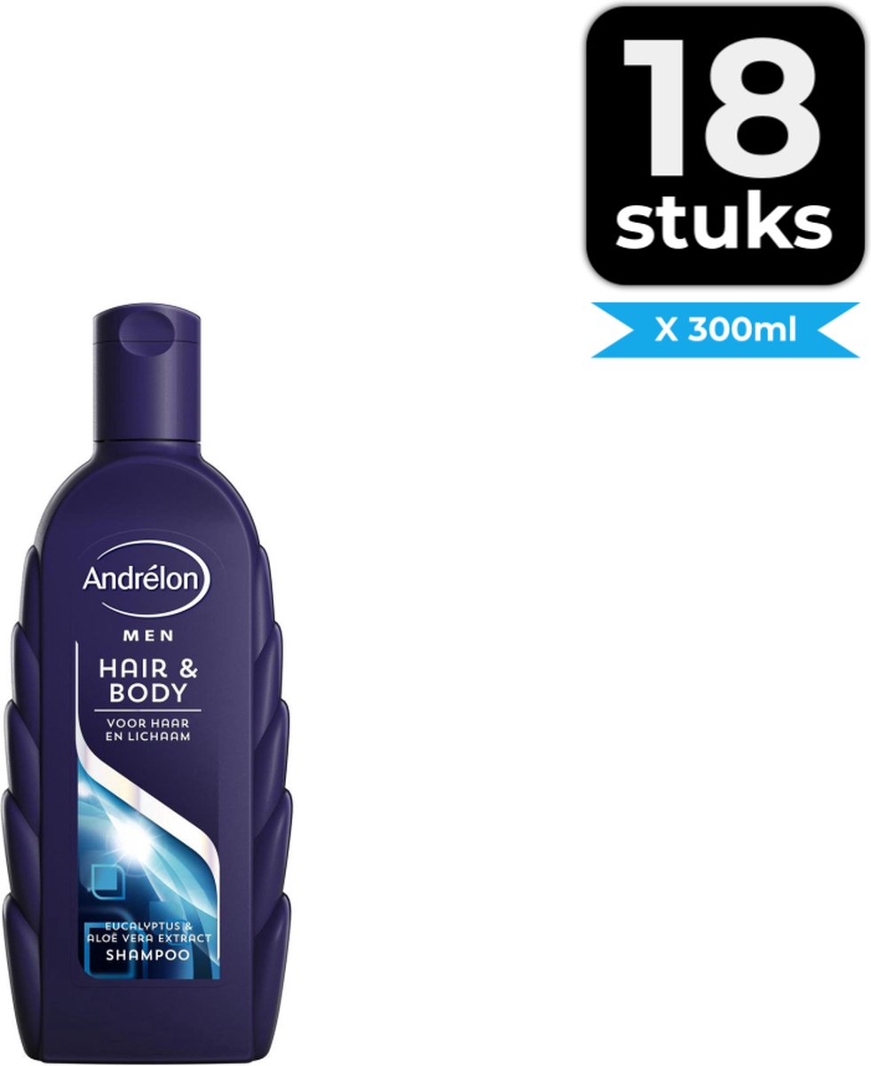 Andrélon Men Hair & Body Shampoo - 300ml - Voordeelverpakking 18 stuks