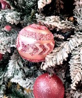 Luxe glitter grote roze Kerstballen 8 stuks