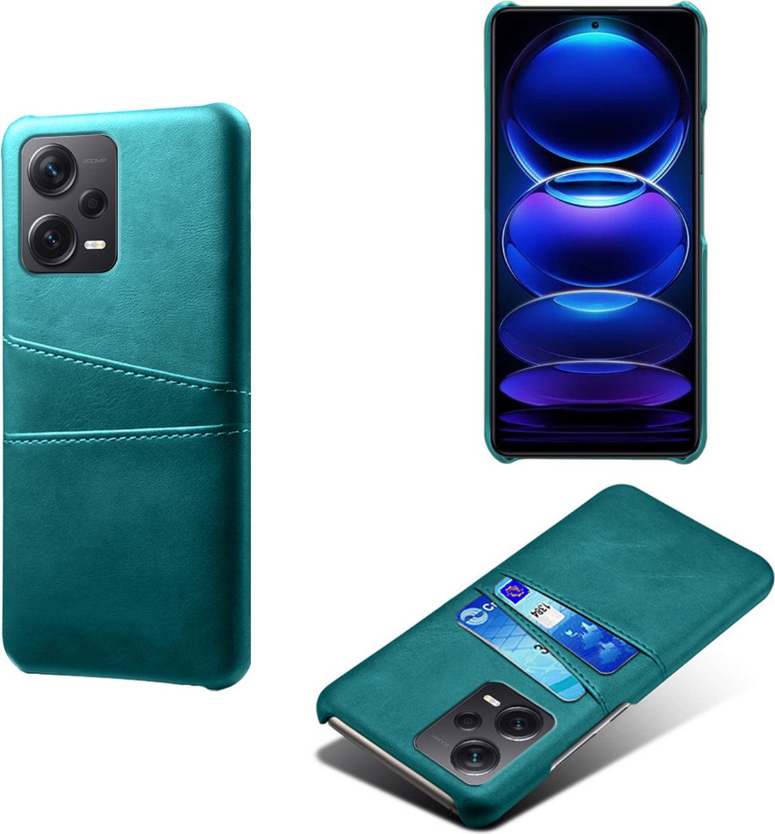 Backcover met Opbergvakjes + PMMA Screenprotector voor Xiaomi Redmi Note 12 5G _ Groen