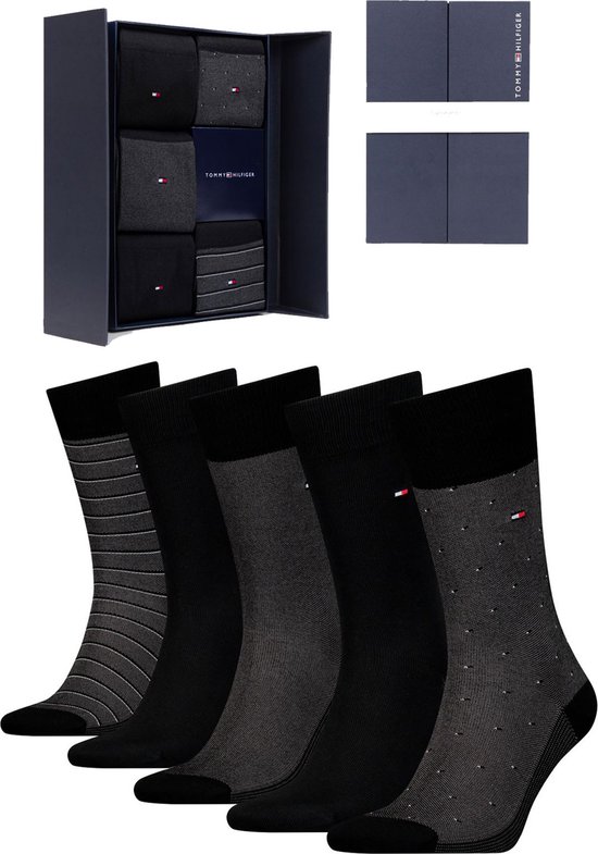 Tommy Hilfiger Giftbox Heren Sokken Birdeye 5-pack - Zwart - Maat 39-42