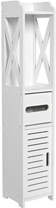 Kleankin Badkamerkast Badkamermeubel Met Veranderbare Schappen Staande Kast Met 3 Open Lagen Stelling Kast Lade~12vlc2vqjs801