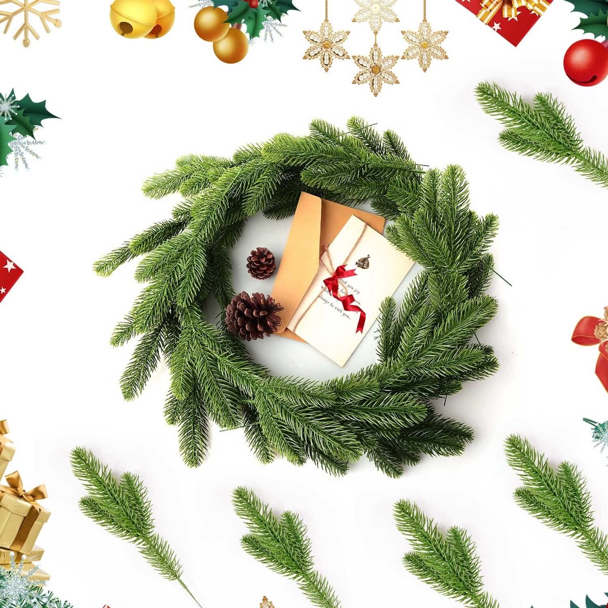 30 Pcs Branche De Pin Artificiel Pomme Noel Aiguilles En Plastique Pvc