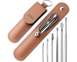 AdroitGoods Oorsmeer Verwijderaar Set - 6 Delig - Oorreiniger - Oren Schoonmaken - Bruin