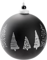 BRUBAKER Premium Kerstbal, Zwart, 10 Cm, Kerstboom, Mat En Handbeschilderd, Glazen Kerstballen Met Porseleinen Toppen, Kerstboomversiering