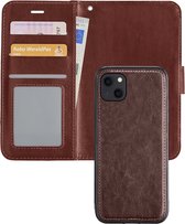 Étui portefeuille amovible 2 en 1 Mini - Mini portefeuille avec porte- iPhone - Marron