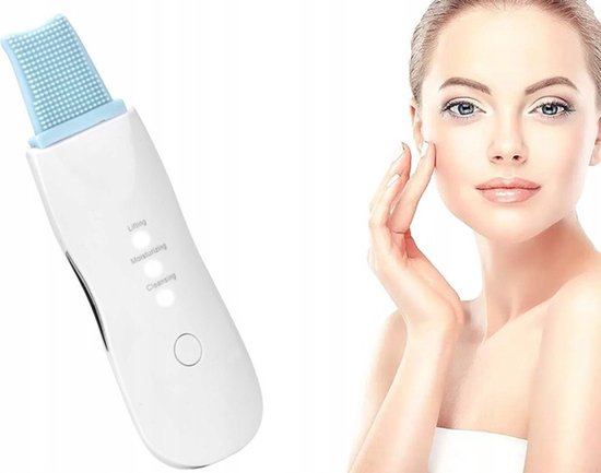 Foto: Ariko ultrasoon face huidverjongingsapparaat blackhead remover skin scrubber wit mee eter verwijderaar gezichtsreiniger puisten verzacht rimpels anti acne ultrasonic spatel reiniging hydratatie versteviging drie standen