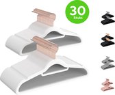 Life's green® Velvet Hanger - Fluwelen Kleerhangers - 30 Stuks - Kledinghangers - Anti-slip - Velvet – Wit met Rosé haak