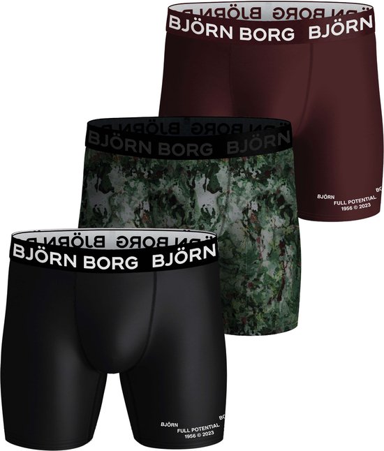 Bjorn Borg - Boxers Performance Björn Borg 3-Pack Multicolore - Homme - Taille M - Body-fit