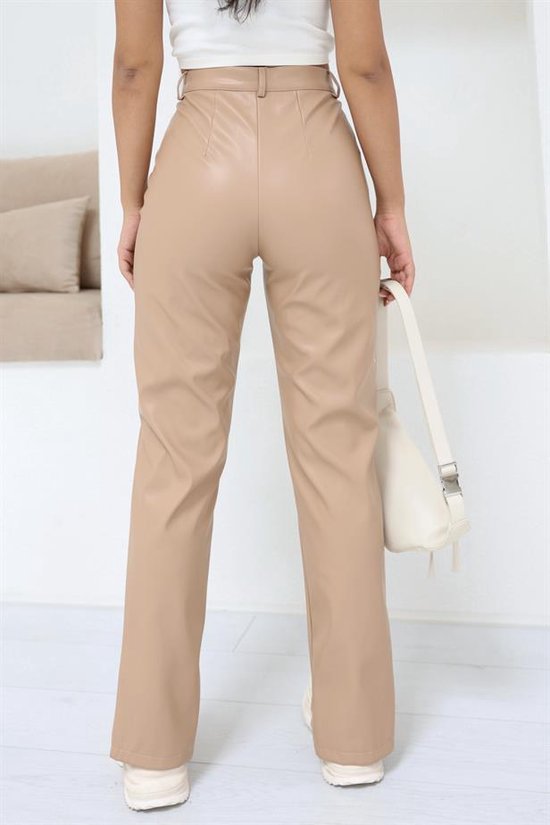 Pantalon aspect cuir avec fente marron taille L. bol