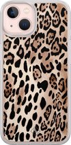 Casimoda® hoesje - Geschikt voor iPhone 13 - Luipaard print bruin - 2-in-1 case - Schokbestendig - Luipaardprint - Verhoogde randen - Bruin/beige, Transparant