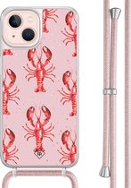Casimoda® hoesje met rosegoud koord - Geschikt voor iPhone 13 - Lobster - Afneembaar koord - TPU/acryl - Roze