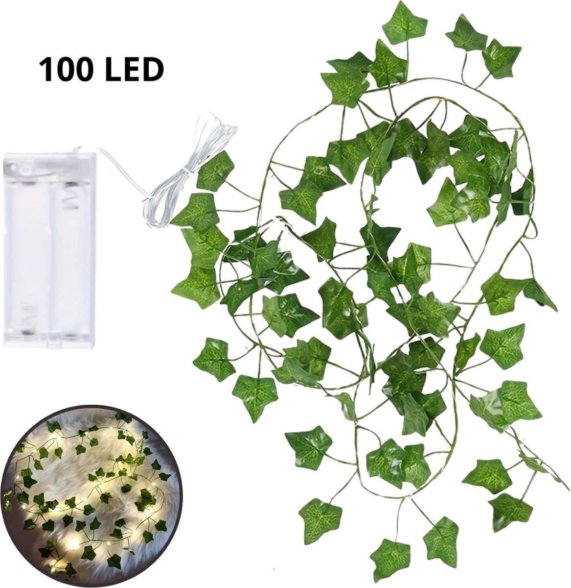 Livano Klimop Slinger - Met Led Lichtjes - Met Lichtjes - Klimop Kunstplant - Plant Slinger - Hangplant Kunstplanten - Fairy Lights - String Lights - Bedroom - Nep Klimop - 10M Groen