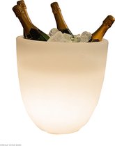 8 Seasons Design Shining Curvy Cooler (RGB) - champagnekoeler met verlichting - Wit - 16 RGB kleuren - Led - Dimbaar - H39 cm