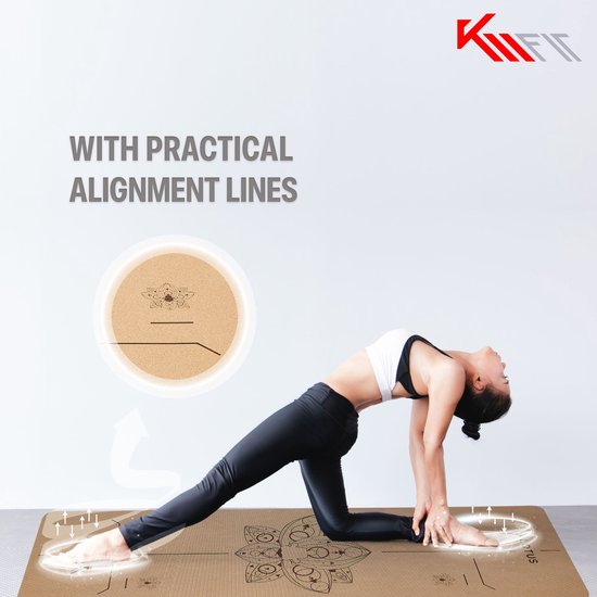 KM-Fit Yoga mat - Fitness mat - Sport mat - extra dik - anti slip - gemaakt van natuurrubber, TPE en katoen - Incl. yogariem & fascia duoball - Zwart van KM-Fit — afbeelding 5