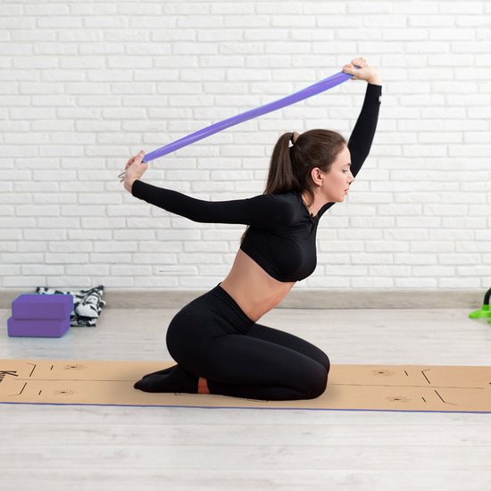 KM-Fit Yoga mat - Fitness mat - Sport mat - extra dik - anti slip - gemaakt van natuurrubber, TPE en katoen - Incl. yogariem & fascia duoball - Paars van KM-Fit — afbeelding 2