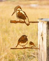 Metaaldeco – Tuindecoratie – Metalbird voordeelpakket - Metalen vogel – Metaal vogel - Cortenstaal vogel – Roodborstje met jong - Ijsvogel
