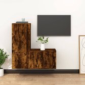 The Living Store TV-meubelset - Gerookt eiken - 57x34.5x40 cm - 40x34.5x100 cm