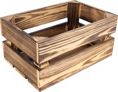 Creative Deco Natuurlijke Houten Doos, Houten krat, Houten kratjes | Geflamd | 30 x 20 x 15 cm | Ideaal voor Opbergcadeau Decoratie | voor Documenten Speelgoed Gereedschap | Houten kratten, Fruitkisten hout, Houten kratten doos, Opbergcadeau