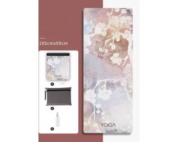 Opvouwbare yoga mat voor reizen - Yogamat met Antislip Toplaag - Yogamat tas - pilates - gym mat opvouwbaar - Machinewasmaar - Rubber en suède - 1.5mm - Plum Blossom