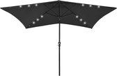 The Living Store parasol SolarLED - 200x300x247 cm - zwart polyester en staal