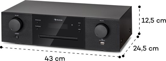 Auna CD-1000 DG, hifi-cd-speler, USB, MP3, afstandsbediening, cd-speler met LED-display, cd-receiver van aluminium, zwart — afbeelding 3