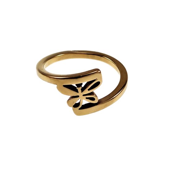 Ring Dames - Vlinder Ring - Verguld RVS - Asymmetrische Ring