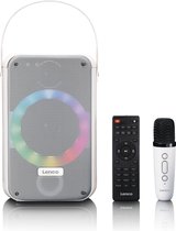 Lenco BTC-060WH - Draadloze Bluetooth Speaker 20W - Karaokeset met Microfoon en LED-verlichting - Wit