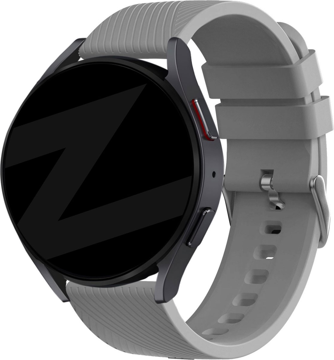 Bandz universeel 22mm siliconen band 'Deluxe' geschikt voor Samsung Galaxy Watch 3 45mm / 1 46mm / Gear S3 - Polar Vantage M / M2 / Grit X - Huawei Watch GT 1/2/3/4 46mm / GT 5 (Pro) - 46mm / GT 2 Pro - Hoogwaardig siliconen materiaal - grijs