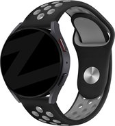 Bandz universeel 20mm sport band 'Deluxe' geschikt voor Samsung Galaxy Watch Active 1/2 40 & 44mm / Watch 1 42mm / Watch 3 41mm / Gear Sport / Polar Ignite 1-2-3 / Unite / Pacer - Hoogwaardig siliconen materiaal - zwart & grijs