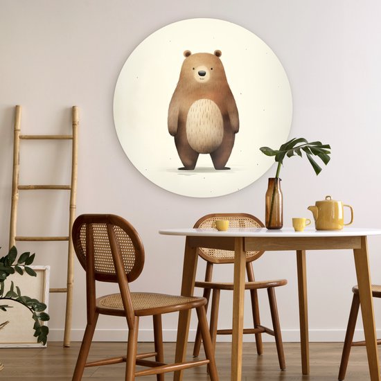WallCircle - Cercle mural ⌀ 90 - Aquarelle - Ours - Marron - Animaux - Tableaux ronds salon - Plaque murale ronde - Cercle de Décoration murale - Décoration de chambre à l'intérieur - Cercle mural de Décoration murale - Accessoires de maison
