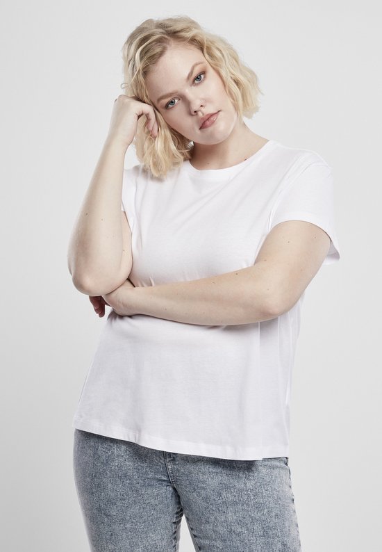 Urban Classics Basic Box Dames T-shirt 3XL Wit bol