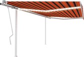 The Living Store Uitschuifbare Luifel - Buitenluifel - 400 x 300 cm - Waterbestendig - Verstelbaar - Solar LED - Oranje/Bruin