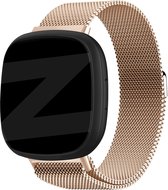 Bandz Milanese loop band geschikt voor Fitbit Versa 3 / Sense - Hoogwaardig gevlochten stalen materiaal smartwatch bandje - Milanees bandje met magneetsluiting - roségoud gevlochten stalen bandje