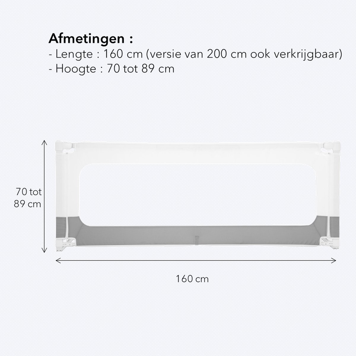 CUTE & KEPPE Barrière de lit - 160 cm de long, max 70 cm de haut - Barrière  de lit