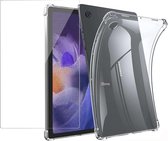 Transparant Hoesje voor Samsung Galaxy Tab A9 Plus - Siliconen Soft TPU Gel Case + Tempered Glass Screenprotector - Glas bescherming voor samsung Tab 9+