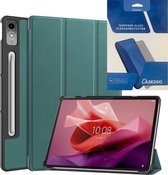 Tablethoes en Screenprotector geschikt voor Lenovo Tab P12 - Tri-fold hoes met Auto/Wake functie - Groen