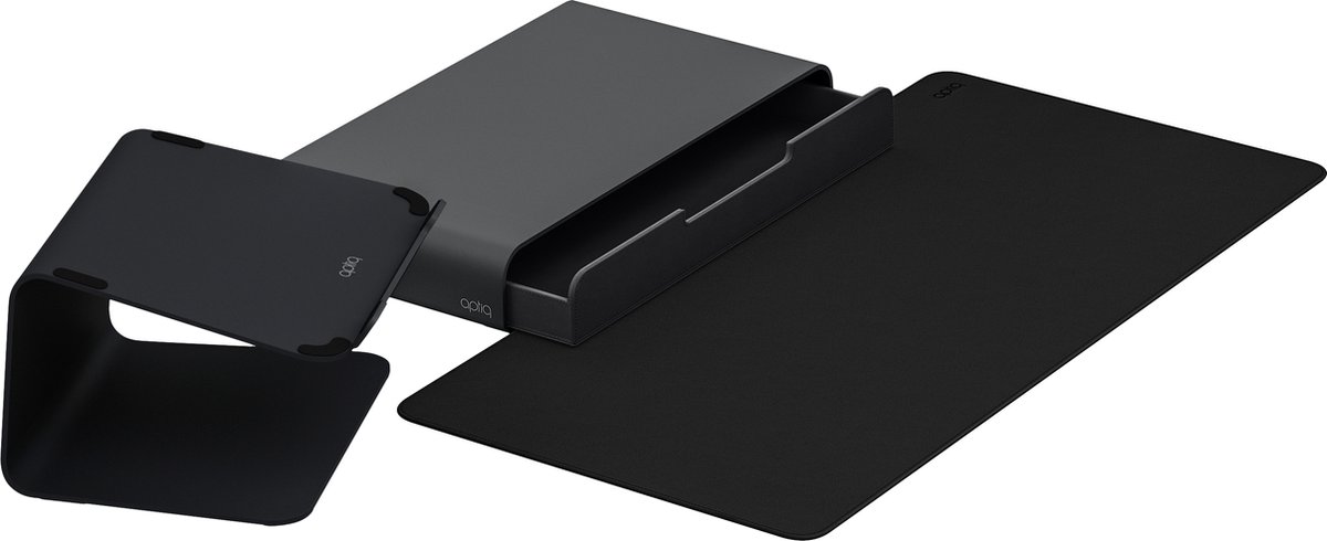 Aptiq bureau set voor monitor en laptop – desk mat – ergonomisch – design – black