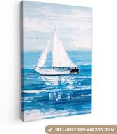 Canvas - Schilderij - Olieverf - Boten - Water - Zee - 80x120 cm - Interieur - Schilderijen op canvas