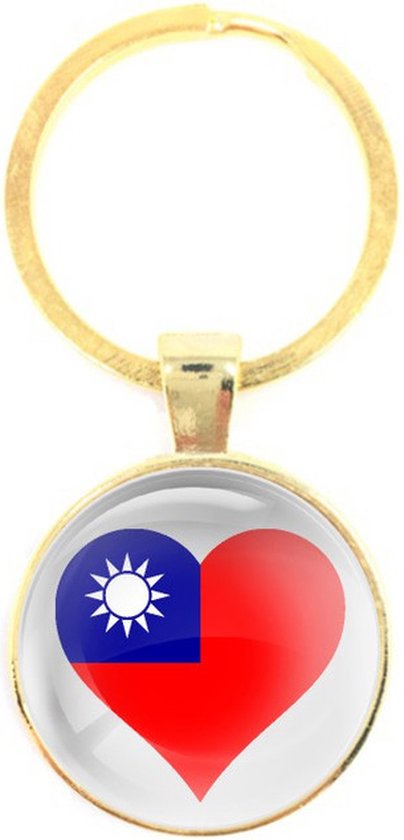 Sleutelhanger Glas - Hart Vlag Taiwan