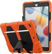 Housse de protection pour tablette adaptée à Apple iPad 7 (2019 - iPad 8 (2020) - iPad 9 (2021) | 10,2 pouces - Protecteur d'écran intégré - Protection complète - Housse adaptée aux enfants - Étui pour Enfants - Étui robuste avec support | Orange