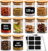 Kruidenpotjes - Set van 10 120ml - met Labels om te labelen - Luchtdicht - Vaatwasmachinebestendig - keuken organisatie - kruidenpotjes voor specerijen - kruiden & thee