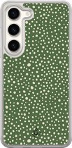 Casimoda® hoesje - Geschikt voor Samsung Galaxy S23 - Green Dots - 2-in-1 case - Schokbestendig - Gestipt - Verhoogde randen - Groen, Transparant