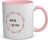 Akyol - auntie i love you koffiemok - theemok - roze - Tante - de liefste tante - verjaardagscadeau - verjaardag - cadeau - cadeautje voor tante - tante artikelen - kado - geschenk - gift - 350 ML inhoud
