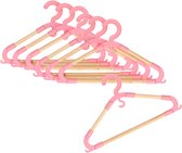 Storage Solutions kledinghangers voor kinderen - 18x - kunststof/hout - roze - Sterke kwaliteit