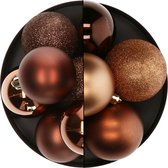Atmosphera Kerstballen - 13x st - brons - 5 en 7 cm - kunststof - kers
