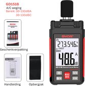 Geluidsmeter - dB meter - Decibelmeter - Digitaal - 30-130dBA - 30-130dBC - Temperatuurmeting - Vochtigheidsmeting