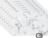 Set de table - Napperons plastique - Aspect marbre - Wit - Grijs - 45x30 cm - 6 pièces - Résistant à la chaleur - Antidérapant - Sous-couche - Amovible