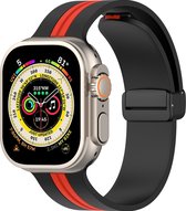 Mobigear - Watch bandje geschikt voor Apple Watch Series 2 (42mm) Bandje Flexibel Siliconen Gespsluiting | Mobigear Two Color - Zwart / Rood